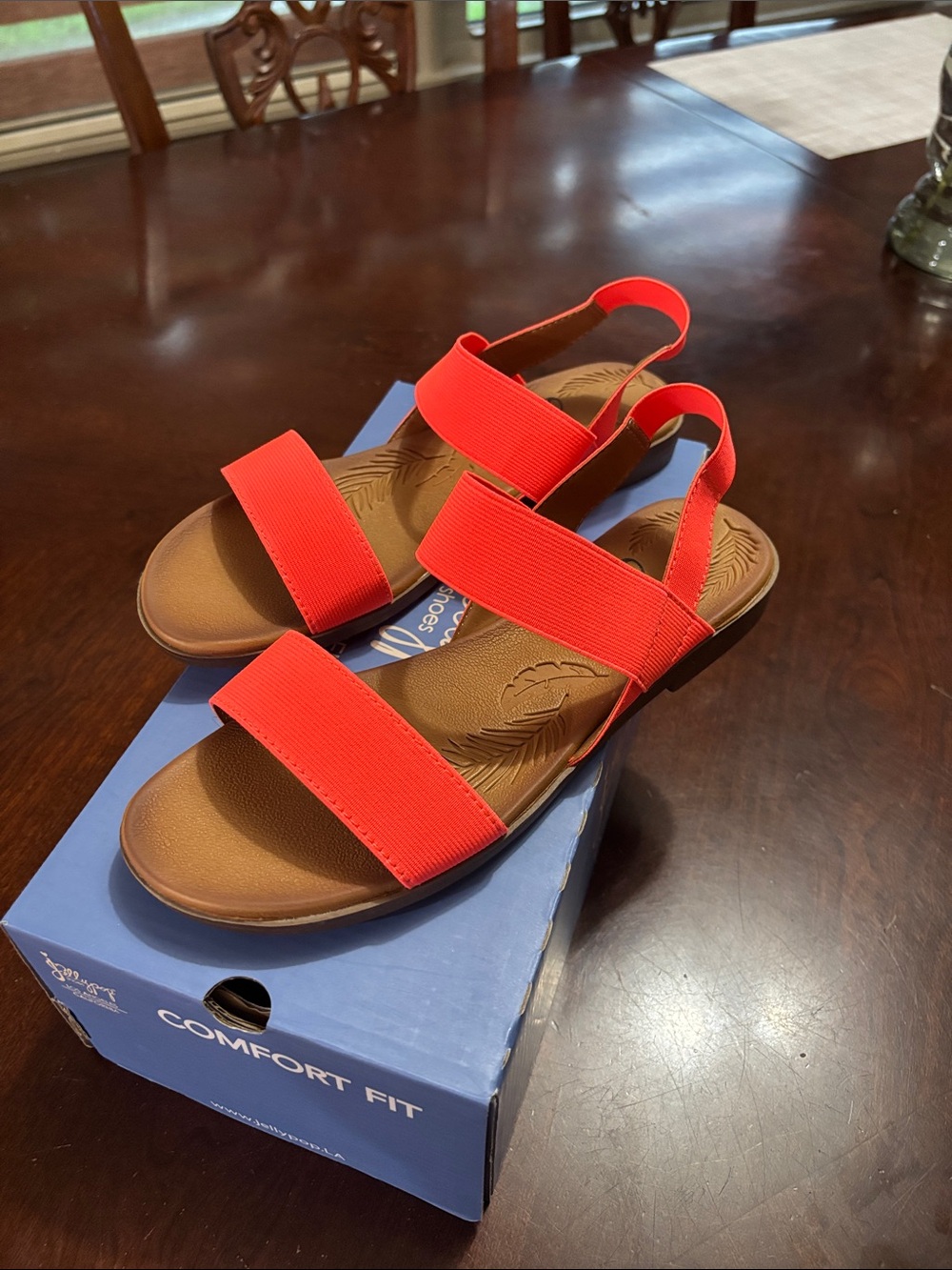 Jellypop Red Elastic Strap Flat Sandals